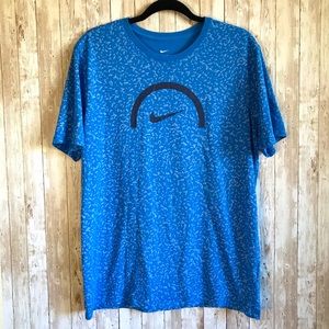 Men's Nike Dri-FIT Blue Core Performance Basketball Tee Size Large Pattern
